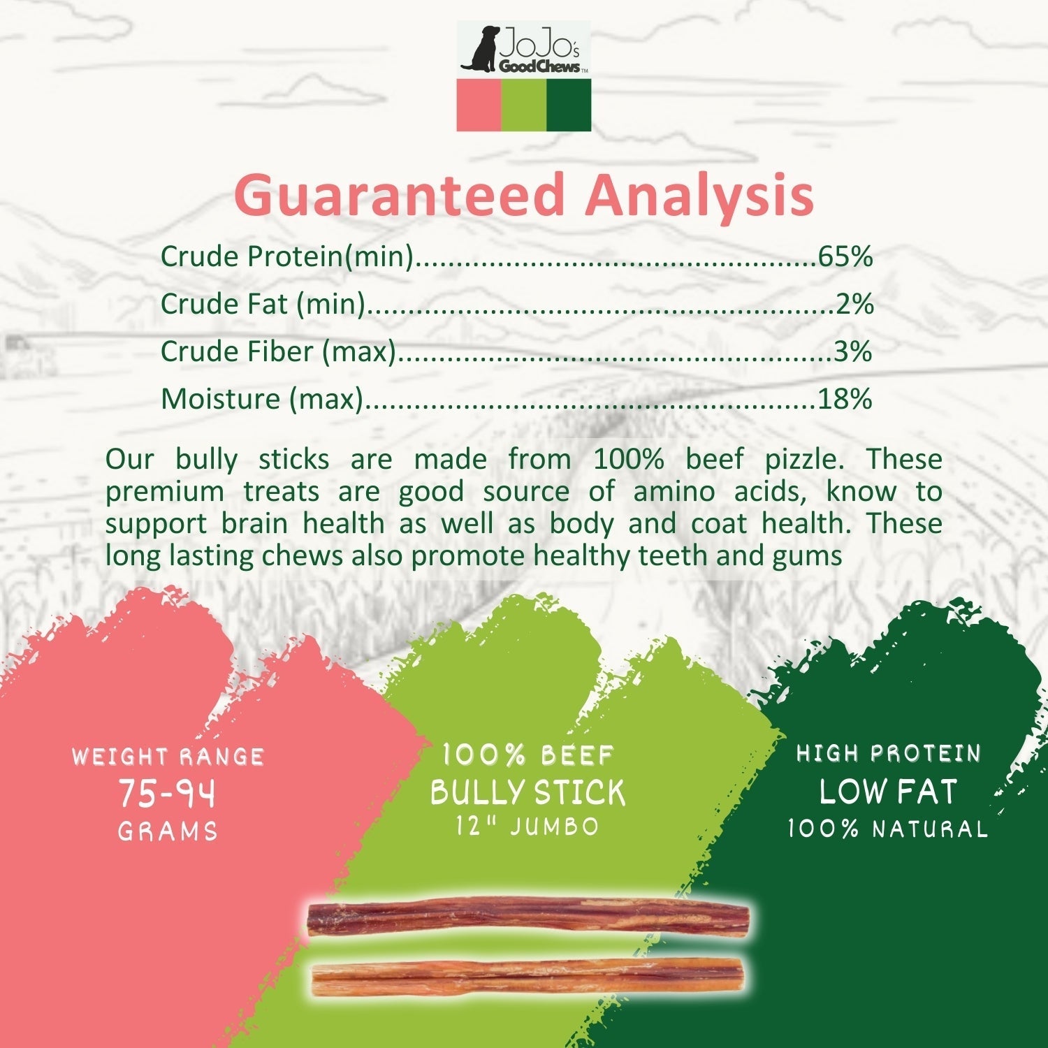 Dog Bully Sticks 12-Inch Jumbo Natural Beef Chews 25-Count - Detail Angle 4 | Majestic Pet Kingdom