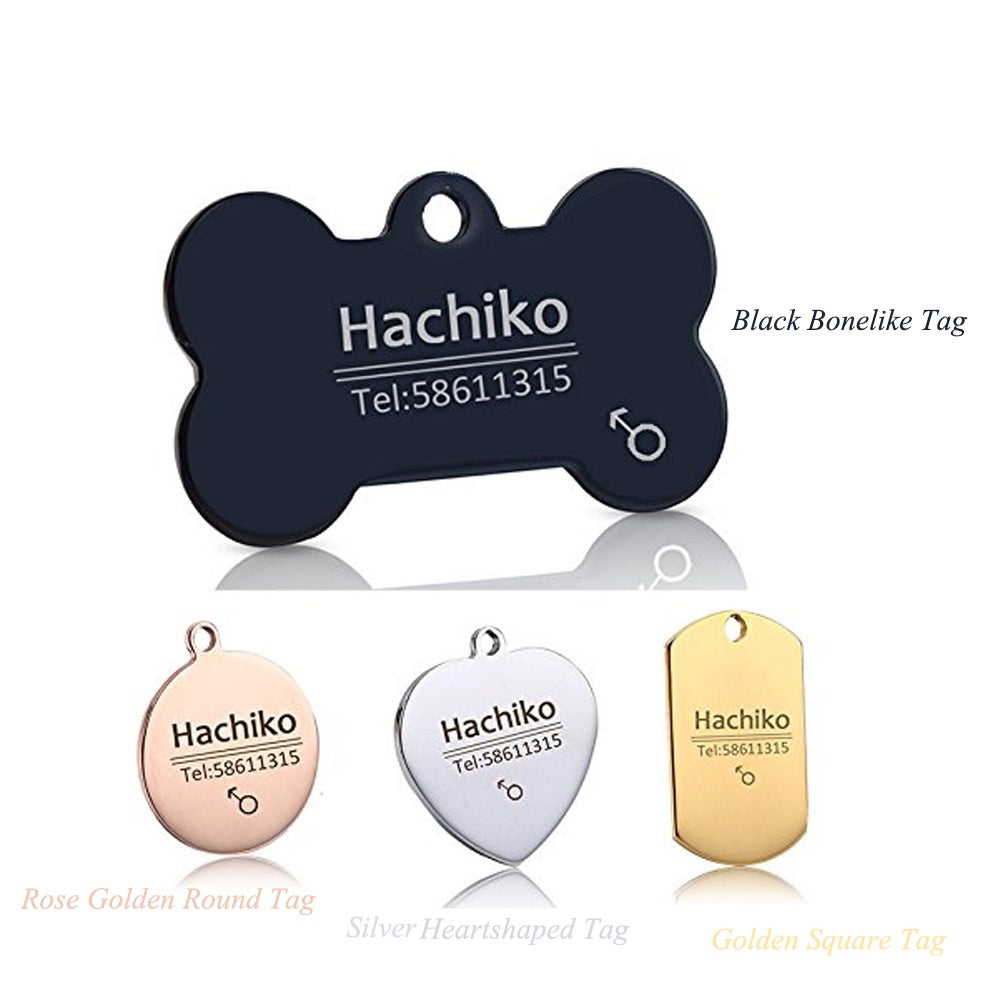 Dog ID Tag Titanium Steel Custom Engraved Photo & Name Plate
