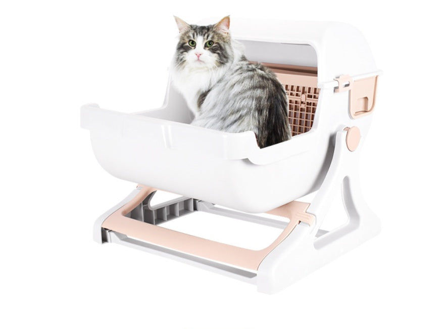 Cat Litter Box Semi-Enclosed Pet Toilet Pan Trainer