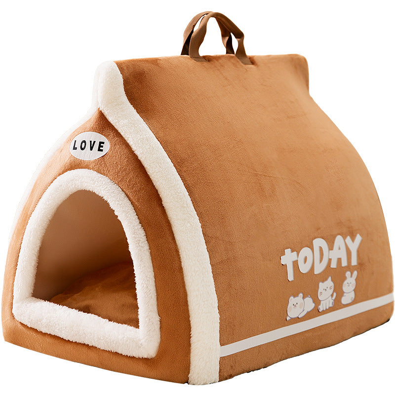 Toast bread pet cat bed open semi closed autumn and winter w