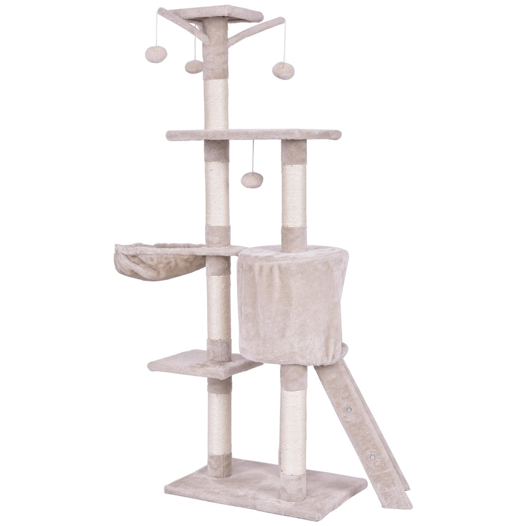 56 Inch Condo Scratching Posts Ladder Cat Play Tree - Majestic Pet Kingdom