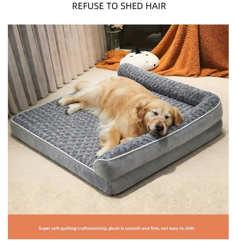 Removable And Washable L-Shaped Pet Sofa Dog Bed With Sponge Padding And Rose Velvet For Warmth - Majestic Pet Kingdom