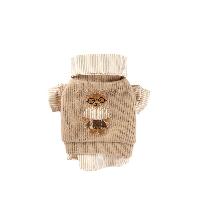 25-year New Autumn And Winter Thin Small And Medium-sized Dog Teddy Bichon Striped Two-legged Coat For Cats, Pets And Dogs - Majestic Pet Kingdom