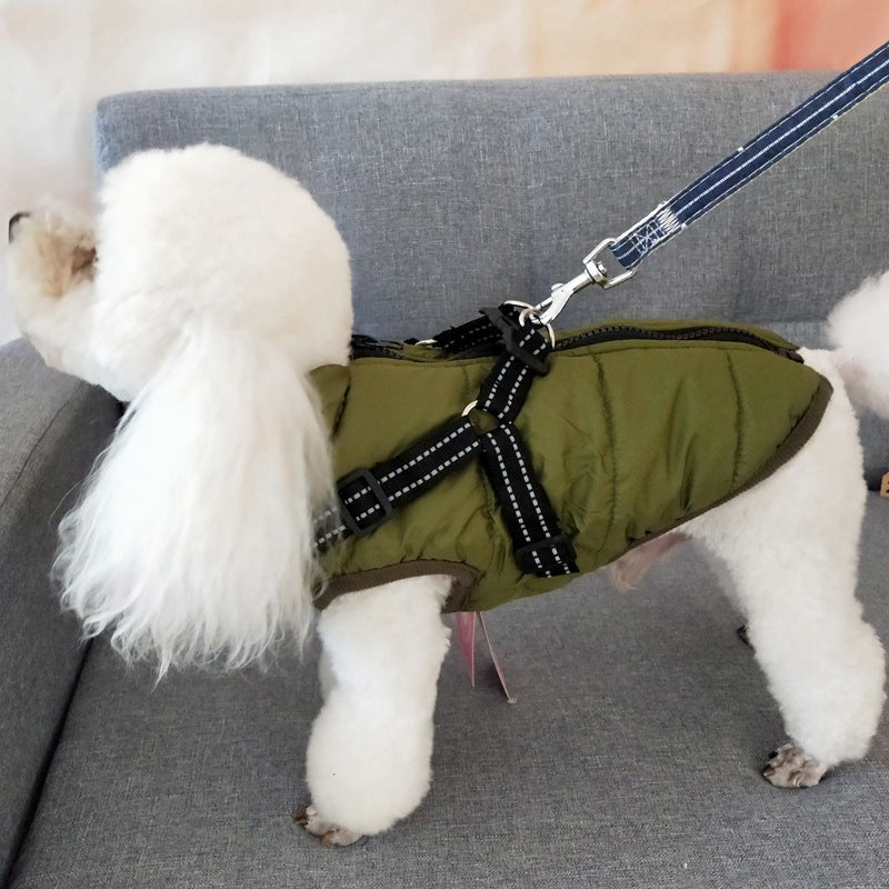 Waterproof Dog Clothes Winter Dog Coat With Harness Warm Pet Clothing Big Dog Jacket Chihuahua Labrador Coat Costume - Majestic Pet Kingdom