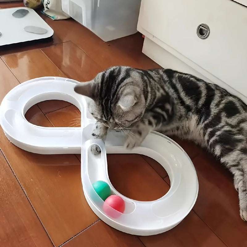 Cat Toy 3-Tier Turntable Track Ball with Top Teaser Feather - Detail Angle 6 | Majestic Pet Kingdom