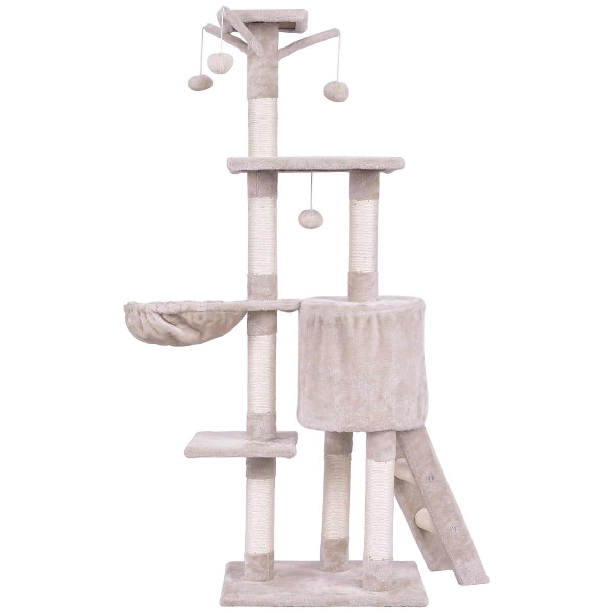 56 Inch Condo Scratching Posts Ladder Cat Play Tree - Majestic Pet Kingdom