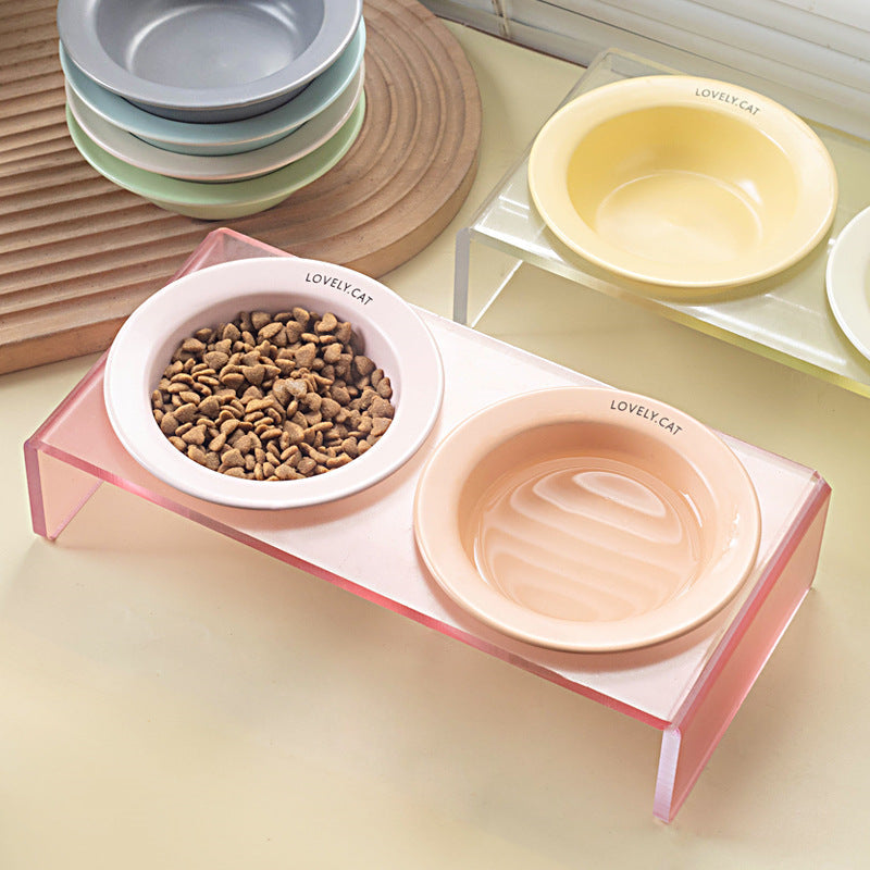 Cat Bowl Rack Acrylic Dog Bowl Anti-tumble - Majestic Pet Kingdom