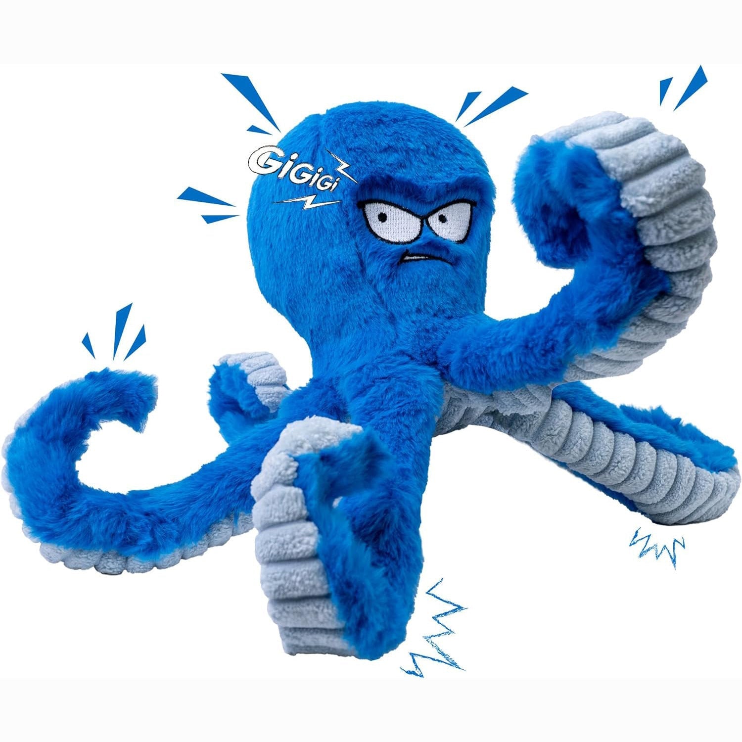 Dog Chew Toy Tough Plush Squeaky Crinkle Tug Interactive Play - Detail Angle 3 | Majestic Pet Kingdom