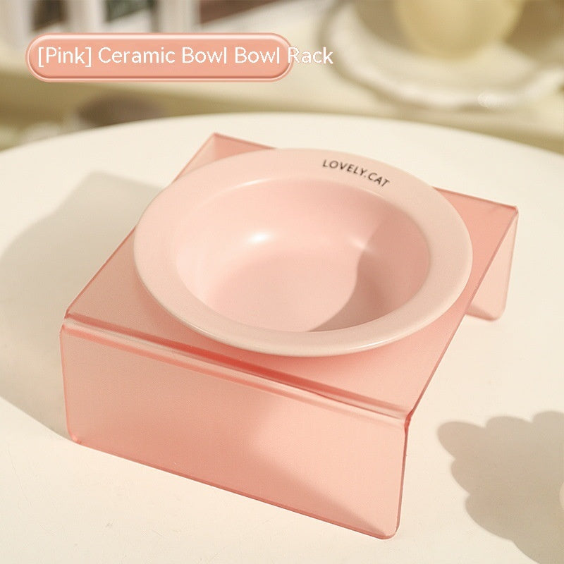 Pet Bowl High Foot Acrylic Rack Cat Ceramic