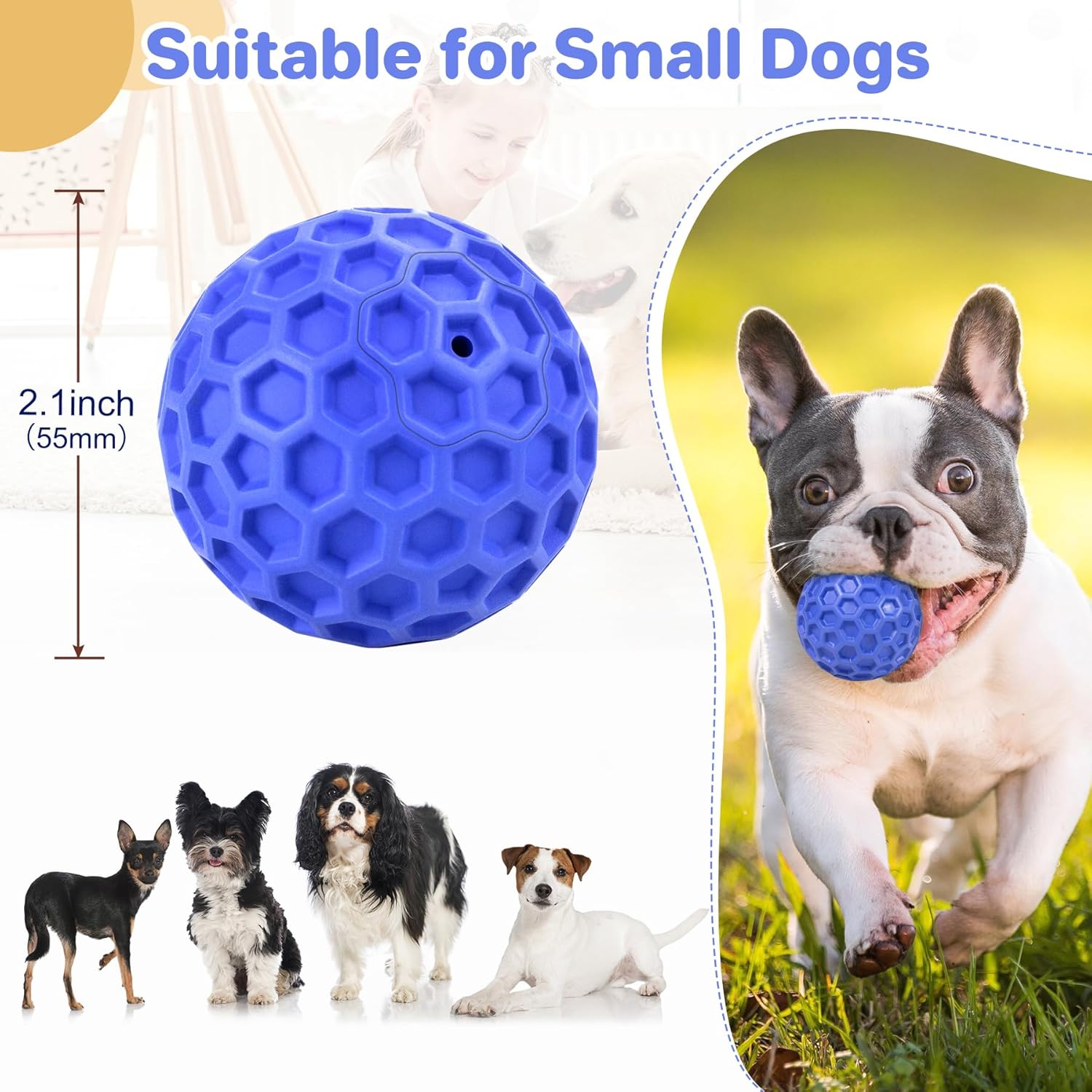Indestructible Squeaky Dog Ball Relieves Anxiety Cleans Teeth Interactive Chew Toy For Aggressive Chewers Dog Toy For Large Breeds Outdoor Waterproof