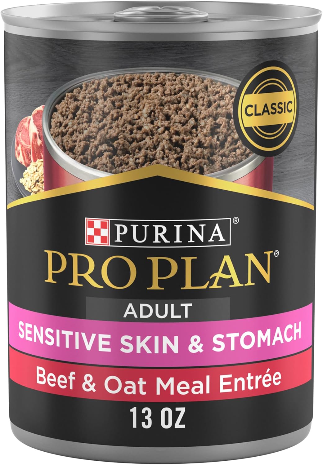 Pro Plan Sensitive Skin & Stomach Wet Dog Food Classic Beef & Oat Meal Entrée (13oz) - Majestic Pet Kingdom