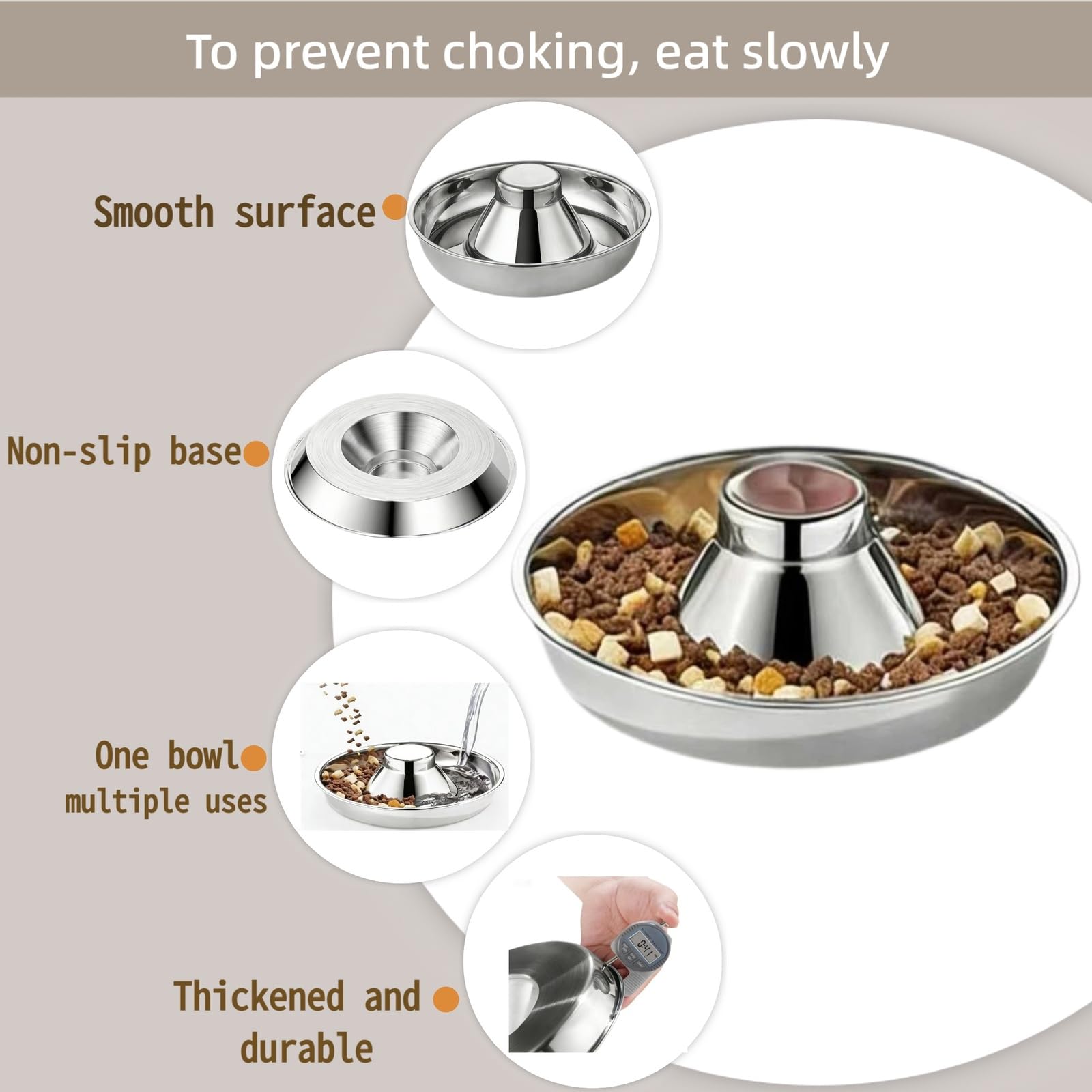 Dog Bowls Stainless Steel Puppy Weaning Whelping Feeding Pan - Detail Angle 5 | Majestic Pet Kingdom