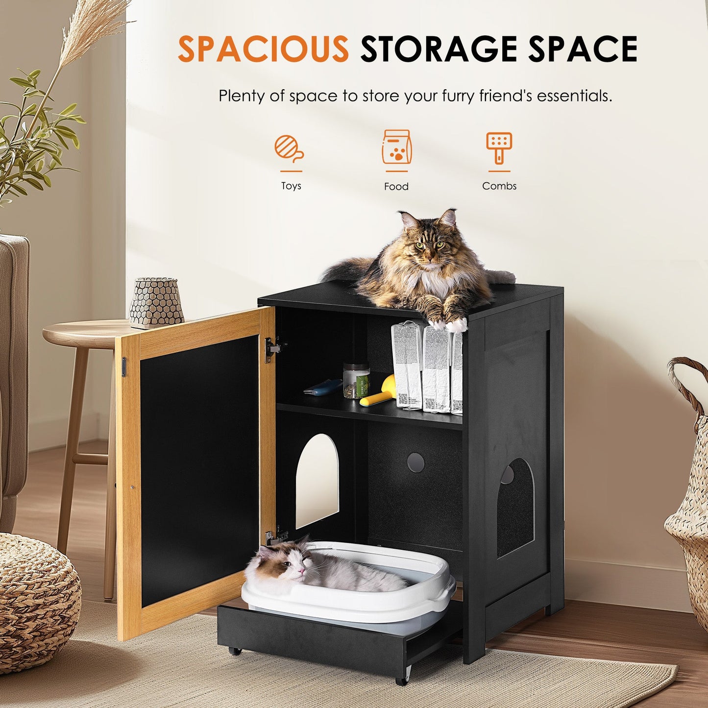 Cat Litter Box Enclosure - Hidden Washroom Side Table