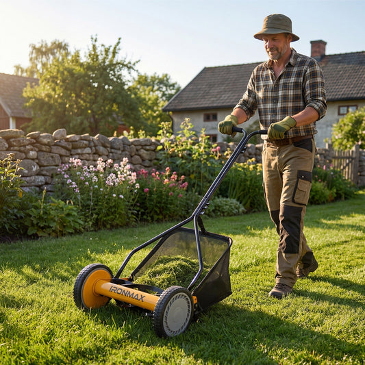 14 Inch Push Lawn Mower with 5 Steel Blades and Grass Catcher Bag | Purrfect Pet Kingdom