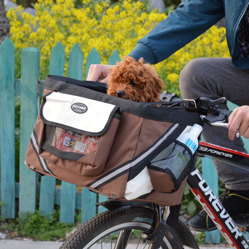 Pet Bicycle Carrier Cat Dog Bicycle Bag Bike Removable Basket Handlebar Front Basket Small Cat Dog Carrier - Majestic Pet Kingdom