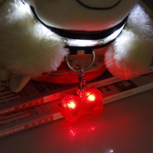 Dog ID Tag LED Light-Up Bone Shape Flashing Safety Pendant