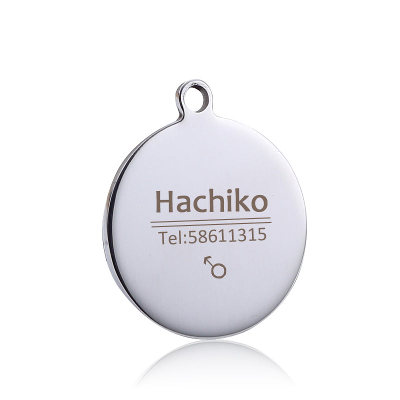 Dog ID Tag Titanium Steel Custom Engraved Photo & Name Plate
