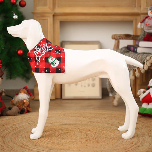 Dog Bandana Christmas Holiday Festive Plaid Triangle Scarf