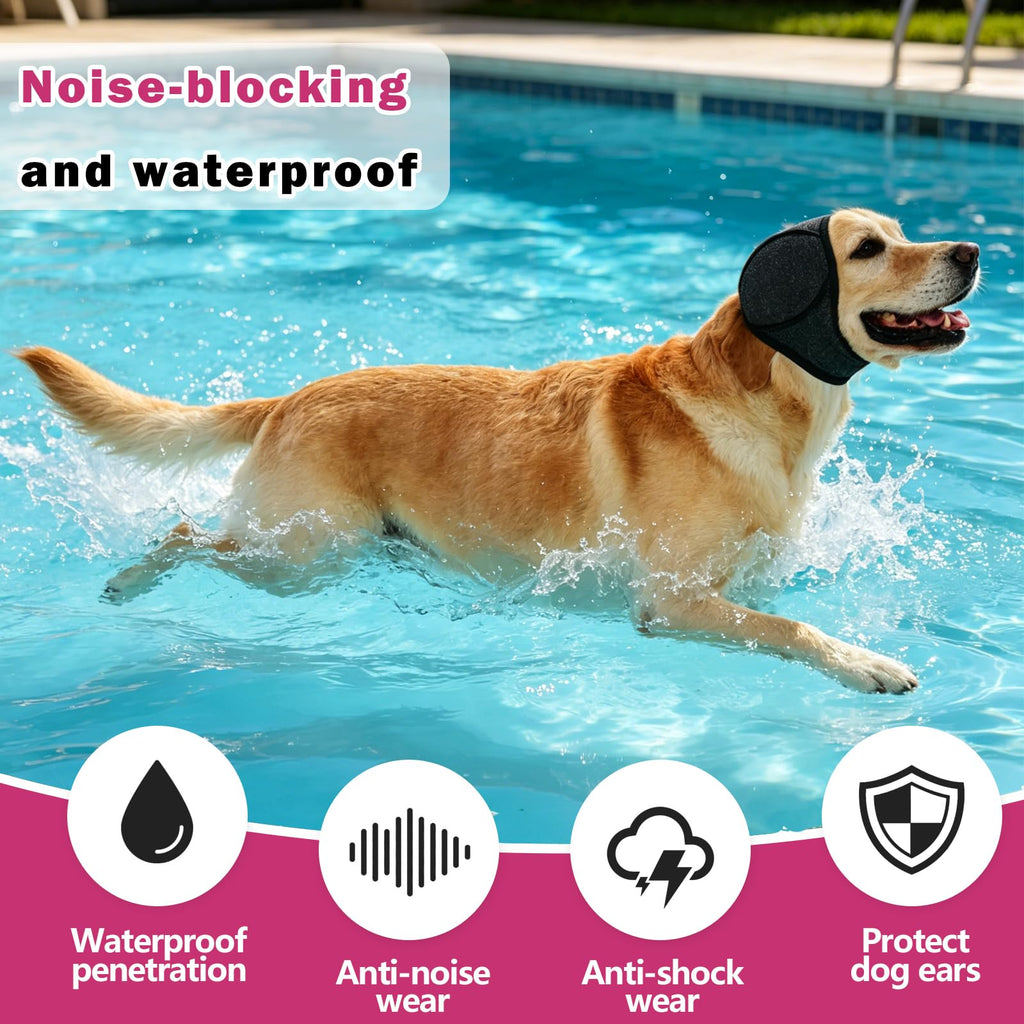Dog Head Wrap - Quiet Ears For Anxiety, Waterproof Dog Calming Hood, No Shake Ear Cover Snoods For Thunder, Lightning, Fireworks, Vet Visits, Polyester And SBR Diving Fabric - Majestic Pet Kingdom