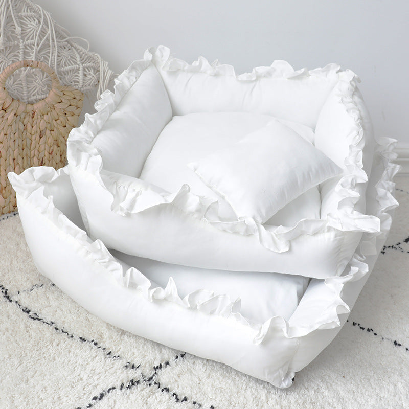 Dog Bed Princess Sofa Crown Lace Trimmed Soft Sleeping Lounge - Detail Angle 4 | Majestic Pet Kingdom