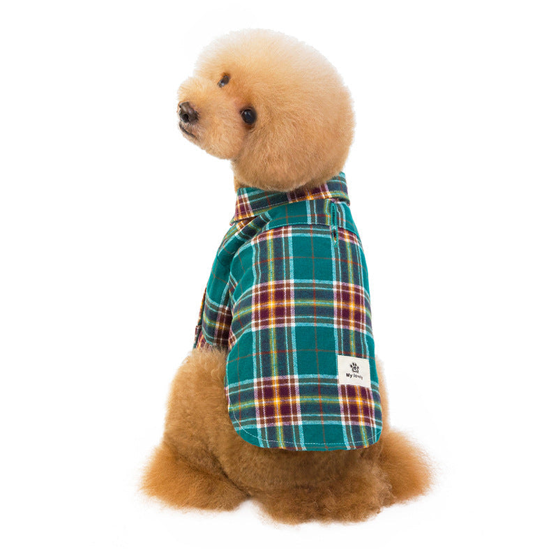 Pet Leisure Plaid Shirt Pet Clothes Shirt - Majestic Pet Kingdom