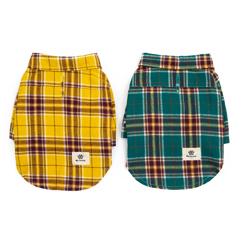 Pet Leisure Plaid Shirt Pet Clothes Shirt - Majestic Pet Kingdom