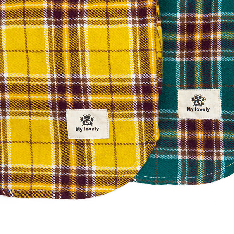 Pet Leisure Plaid Shirt Pet Clothes Shirt - Majestic Pet Kingdom