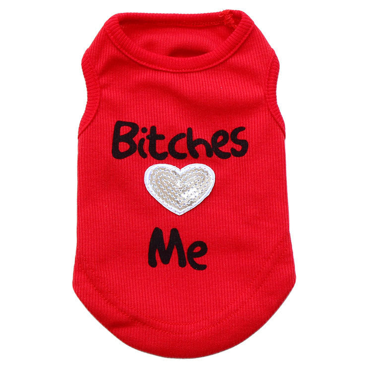 Dog Vest Pretty Girls Love My Dog Printed Cotton Pet Shirt