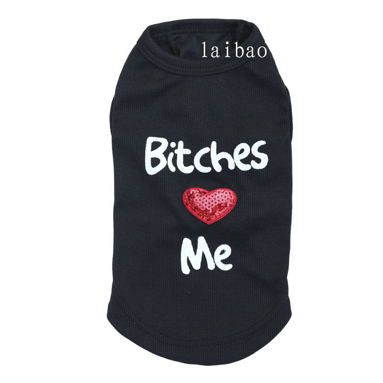 Dog Vest Pretty Girls Love My Dog Printed Cotton Pet Shirt - Detail Angle 4 | Majestic Pet Kingdom