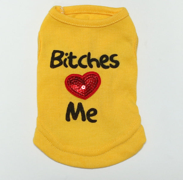 Dog Vest Pretty Girls Love My Dog Printed Cotton Pet Shirt