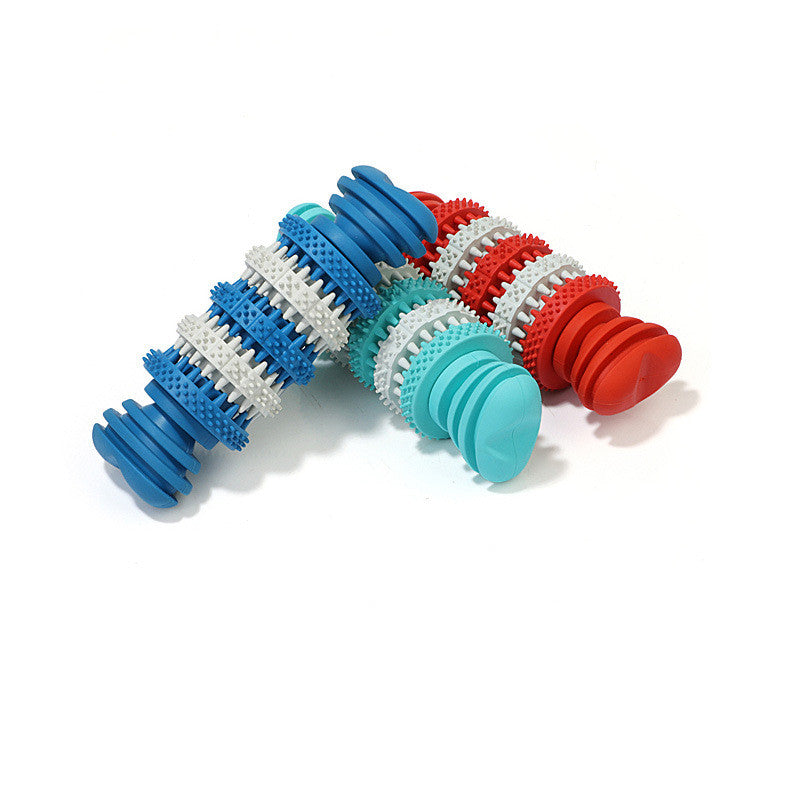 Dog Chew Toy Rubber Teeth Cleaning Treat Dispenser Dental Bone - Detail Angle 3 | Majestic Pet Kingdom
