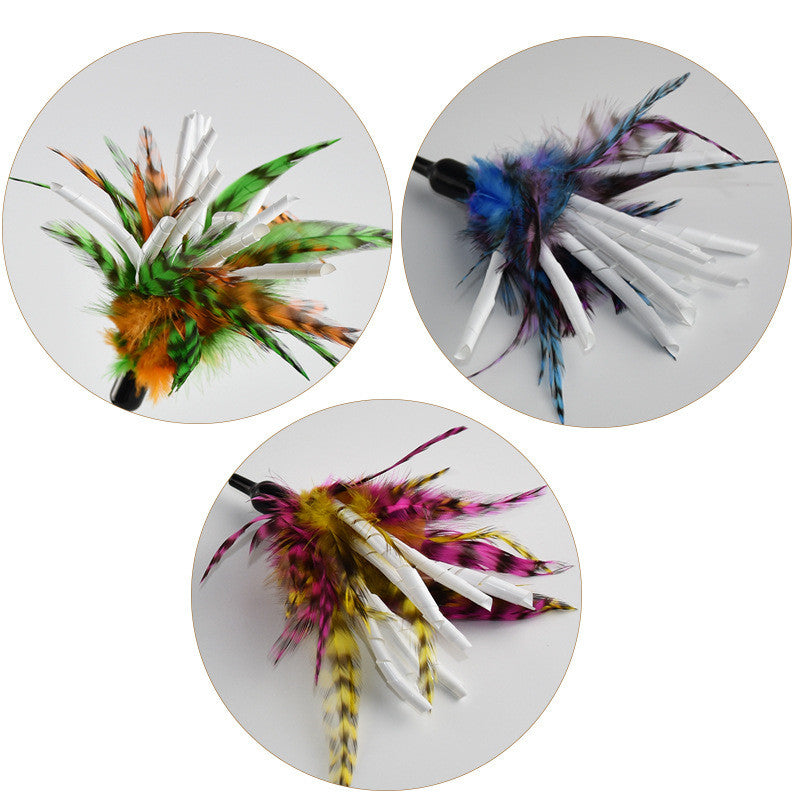 Paper Wool Spiral Feather Rod Funny Cat Stick