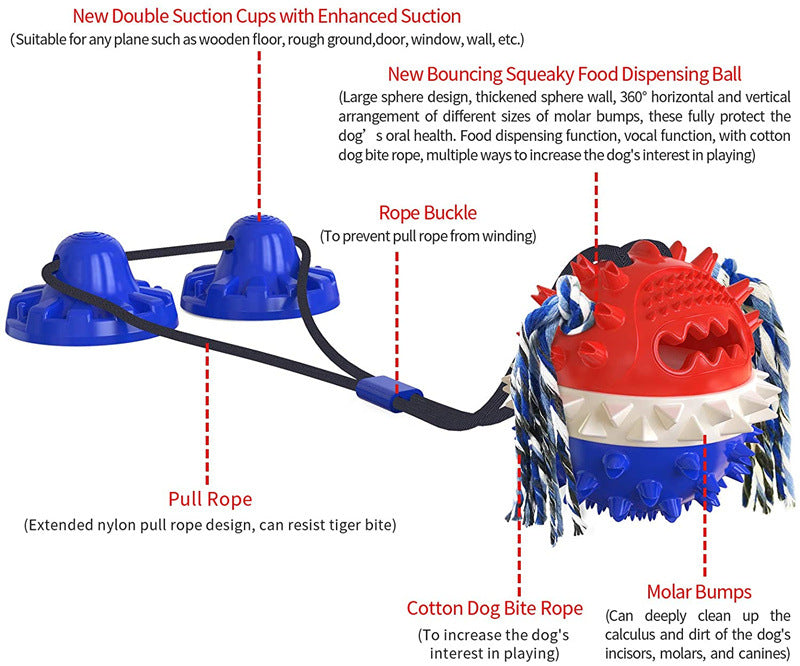 Heavy-Duty Suction Cup Tug Toy for Aggressive Chewers