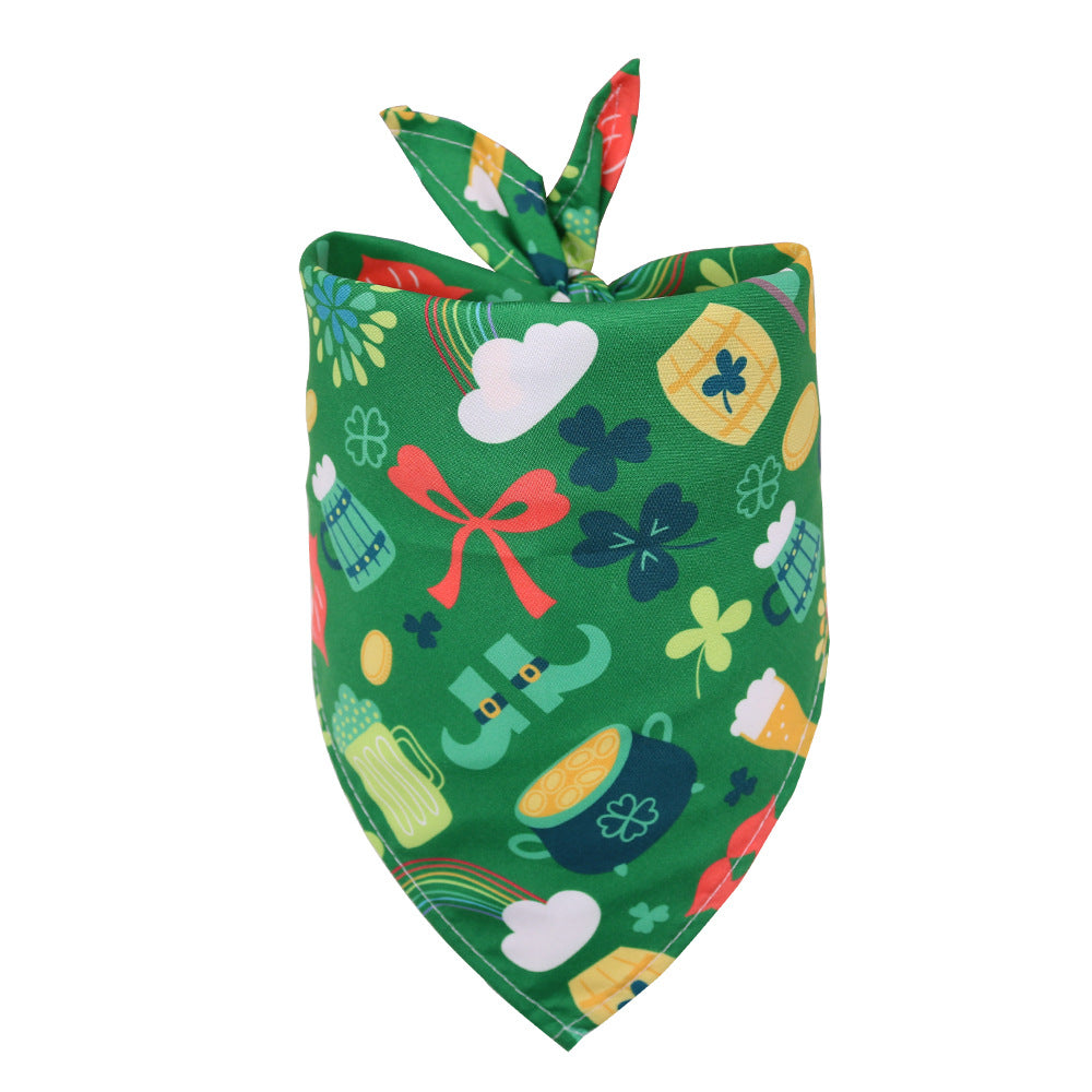 St. Patrick's Day Clover Dog Triangle Scarf