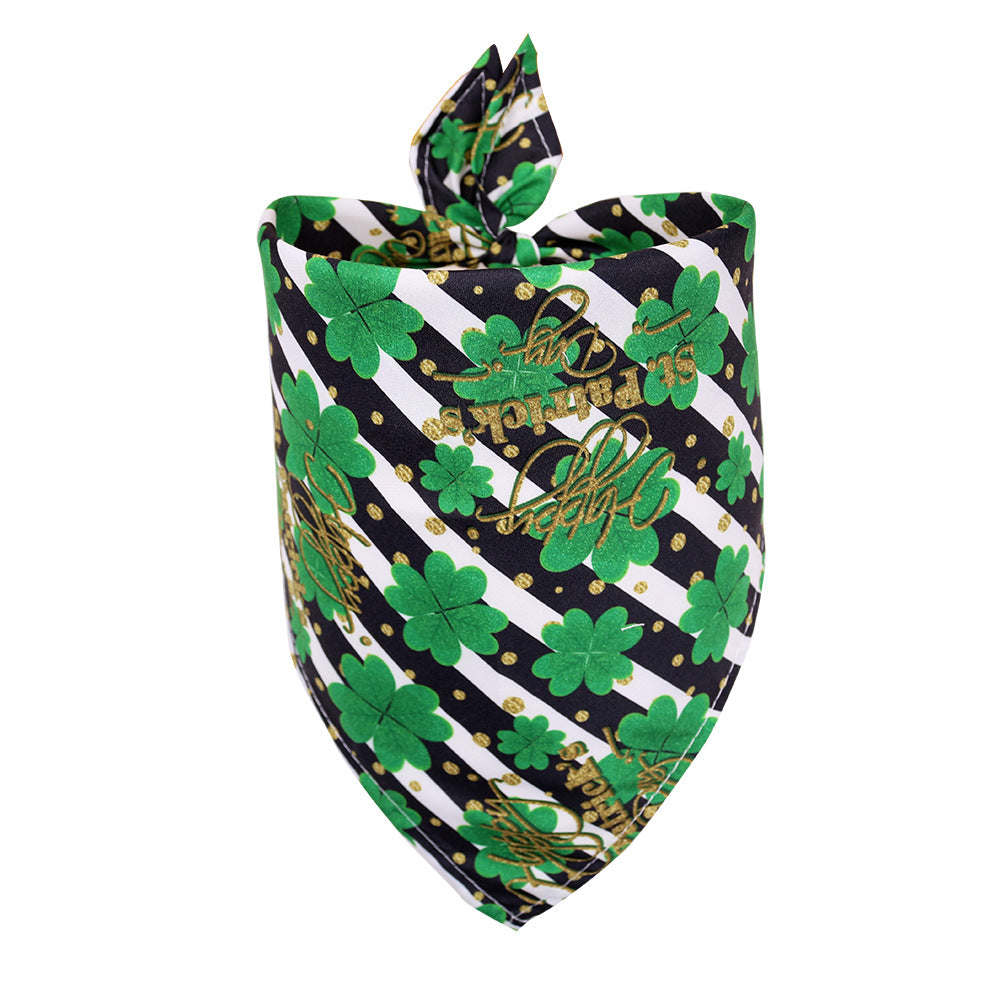 St. Patrick's Day Clover Dog Triangle Scarf