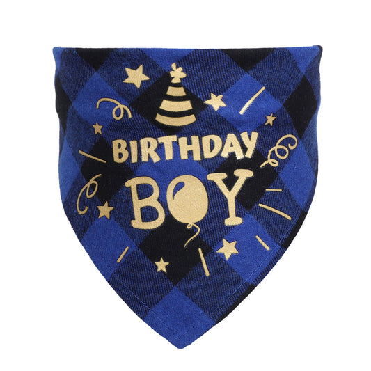 Dog Bandana Cotton Plaid Check Birthday Party Scarf Bib Mat
