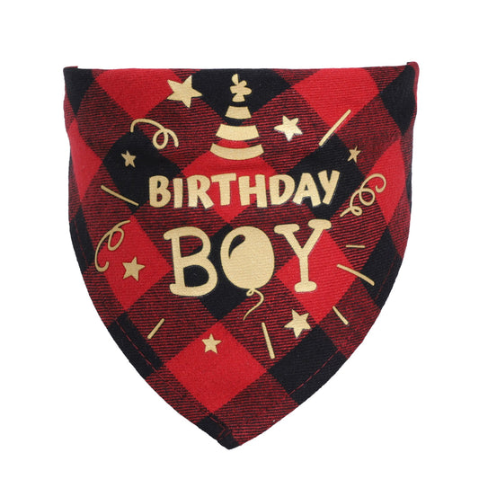 Dog Bandana Cotton Plaid Check Birthday Party Scarf Bib Mat