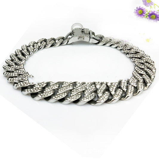 Dog Necklace Diamond Rhinestone Cuban Link Metal Chain Collar