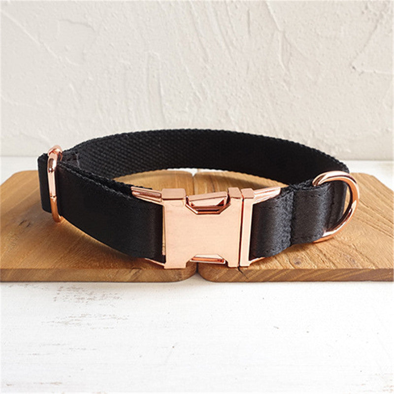 Dog Collar Black Personalized Engraved Nameplate Pet Strap - Detail Angle 2 | Majestic Pet Kingdom