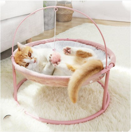 Cat Hammock Elevated Canvas Wood Frame Removable Washable Bed