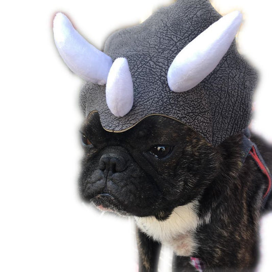 Dog Hat Dinosaur Triceratops Costume Fleece Headgear Cap