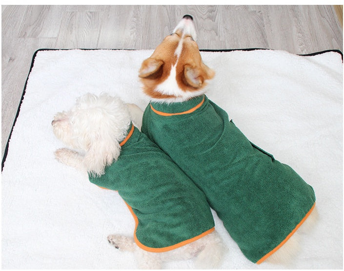Pet Puppy Clothes Bathing Robe Neck Pet Clothes Tucked Waist Dog Shirts - Majestic Pet Kingdom