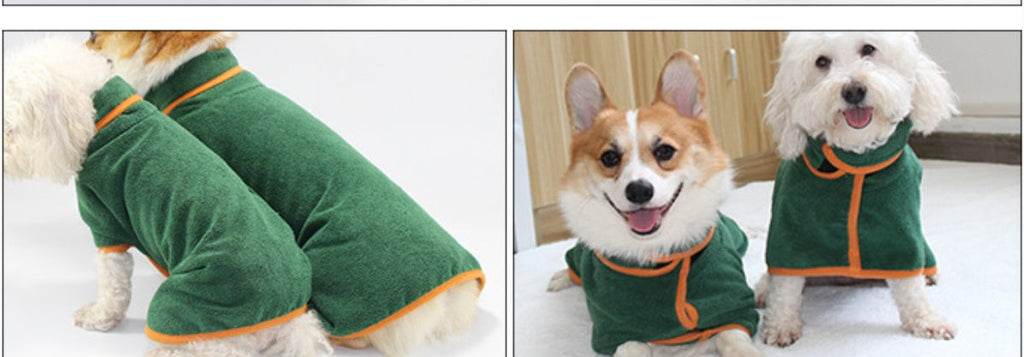 Pet Puppy Clothes Bathing Robe Neck Pet Clothes Tucked Waist Dog Shirts - Majestic Pet Kingdom