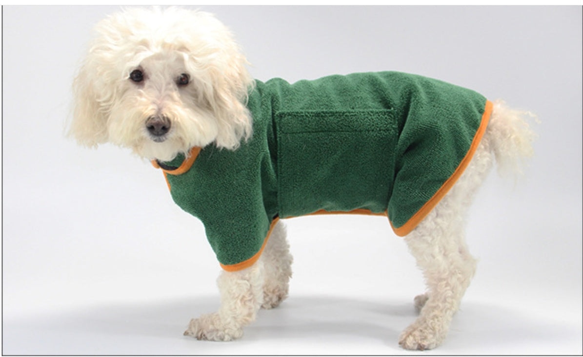 Pet Puppy Clothes Bathing Robe Neck Pet Clothes Tucked Waist Dog Shirts - Majestic Pet Kingdom