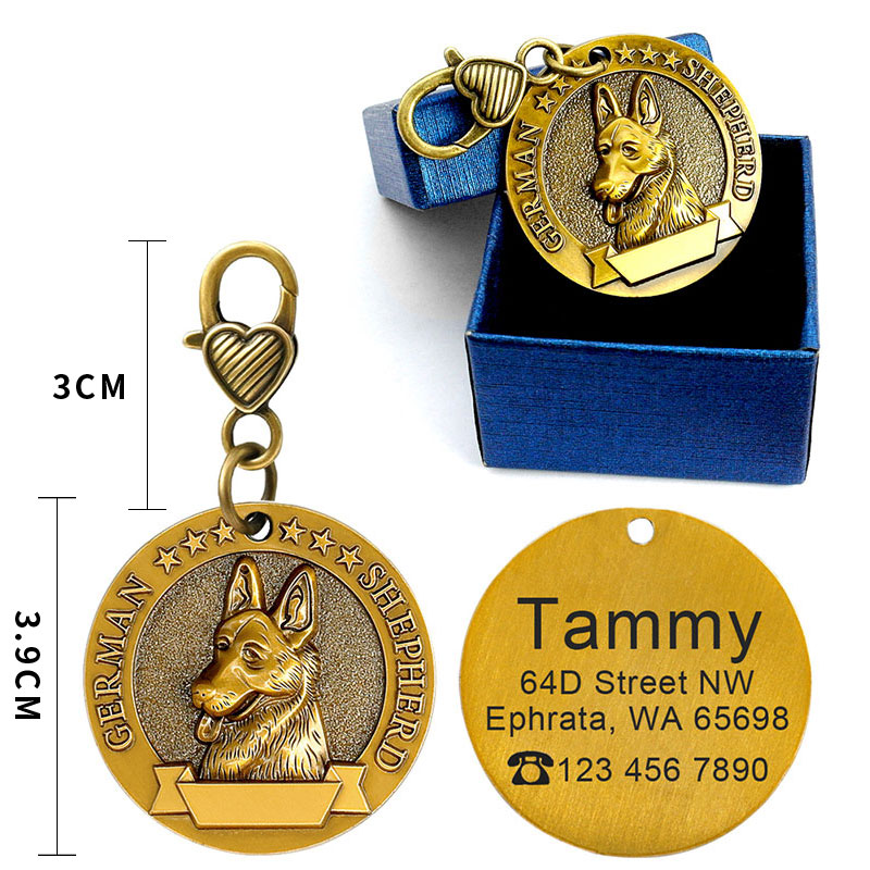 Dog ID Tag Custom Engraved Metal Anti-Lost Collar Nameplate - Detail Angle 5 | Majestic Pet Kingdom