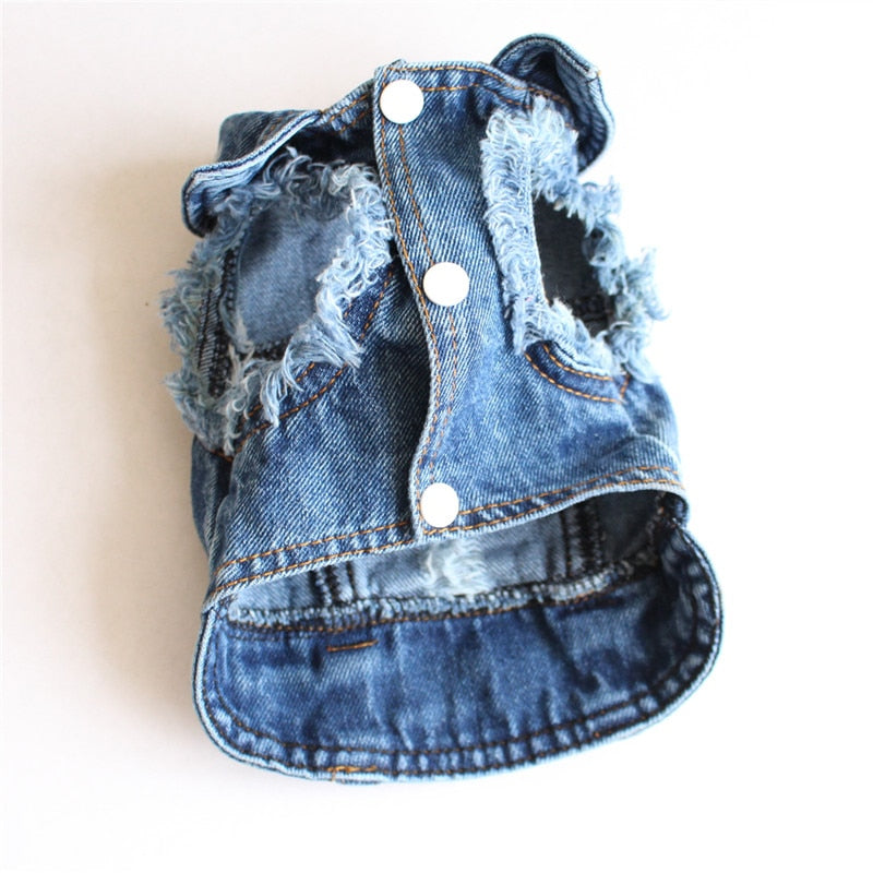 Pet Dog Cat Blue Denim Jeans Jacket Coat Vest | Purrfect Pet Kingdom