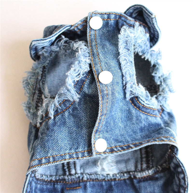 Pet Dog Cat Blue Denim Jeans Jacket Coat Vest | Purrfect Pet Kingdom