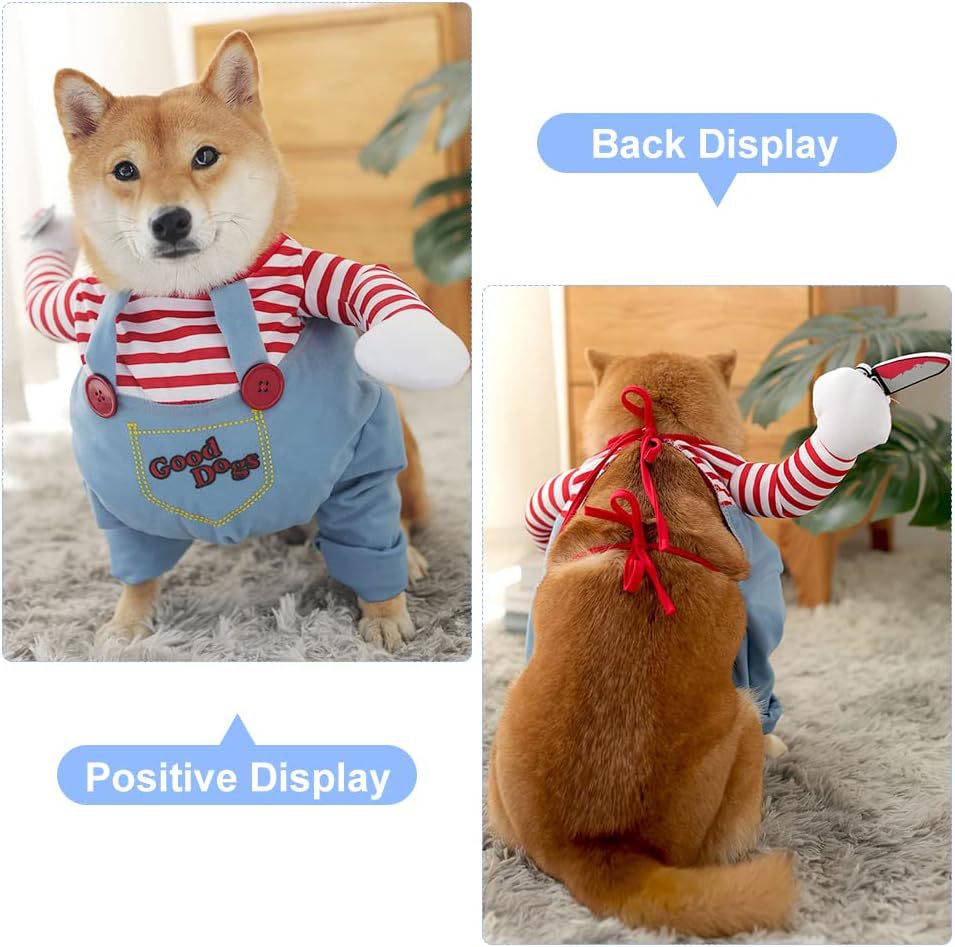 Striped Harness Pants For Dogs And Cats Fun Harness With Knife For Halloween 3-piece Set - Purrfect Pet Kingdom™