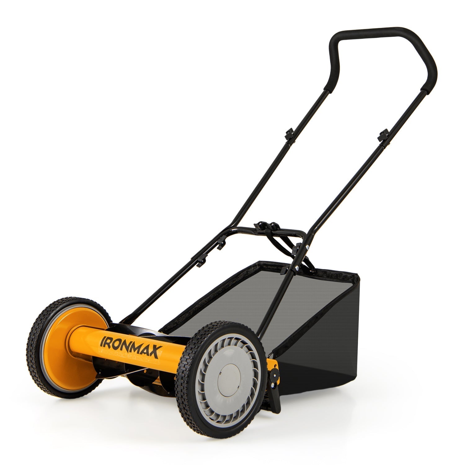 16 Inch Push Lawn Mower with 5 Steel Blades and Grass Catcher Bag