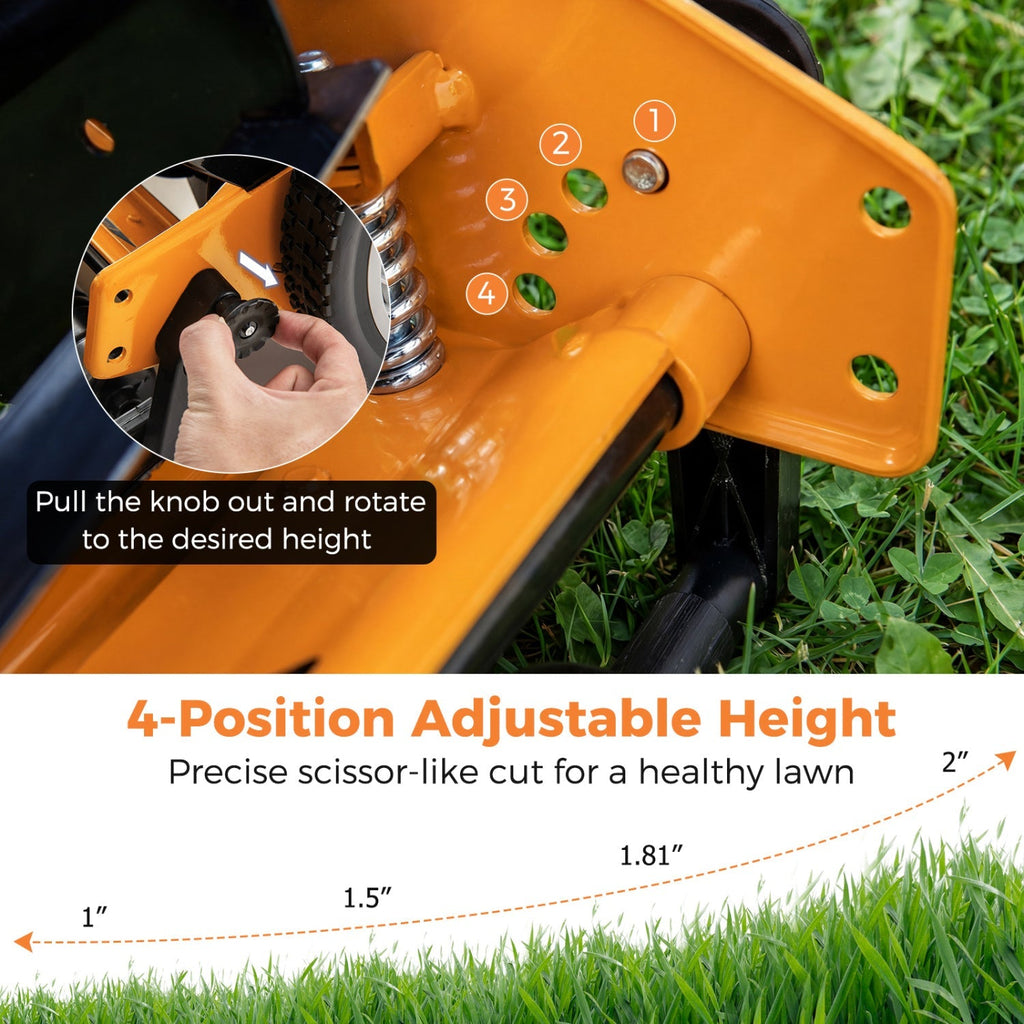 16 Inch Push Lawn Mower with 5 Steel Blades and Grass Catcher Bag